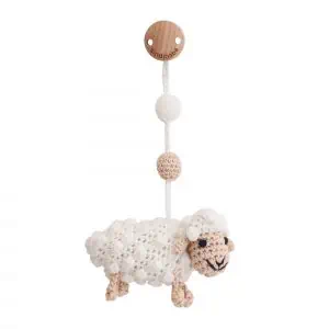 Gehäkelter Spielbogenanhänger Schaf DOLLY in Weiß
