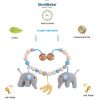 Gehäkelte Kinderwagenkette Elefant JUMBO in Blau - Infografik