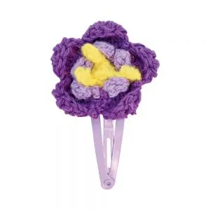 Haarspange mit Häkel-Blume (violett)