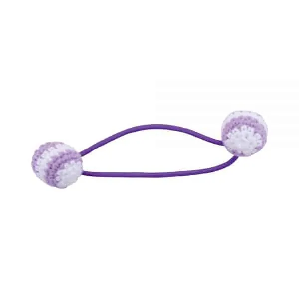 Haar-Gummiband mit Häkel-Perlen (lila)