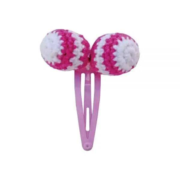 Haarspange mit Häkel-Perlen (rosa)
