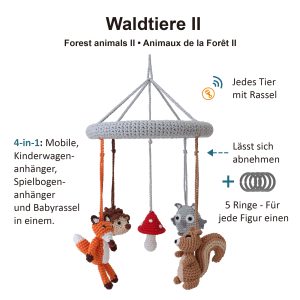 Gehäkeltes Baby-Mobile WALDTIERE 2 - Infografik