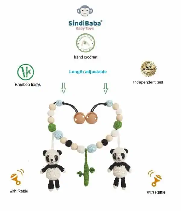 Gehäkelte Kinderwagenkette Panda PANCHO - Anleitung