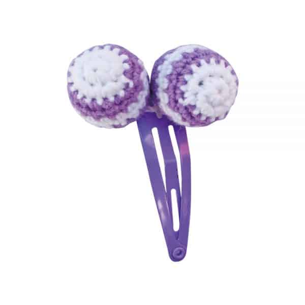 Haarspange mit Häkel-Perlen (lila)