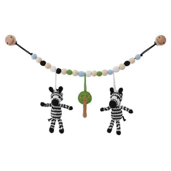 Handmade crochet stroller chain with zebras | 12475
