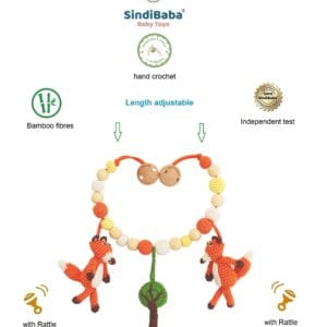 Gehäkelte Kinderwagenkette Fuchs FRED - Infografik