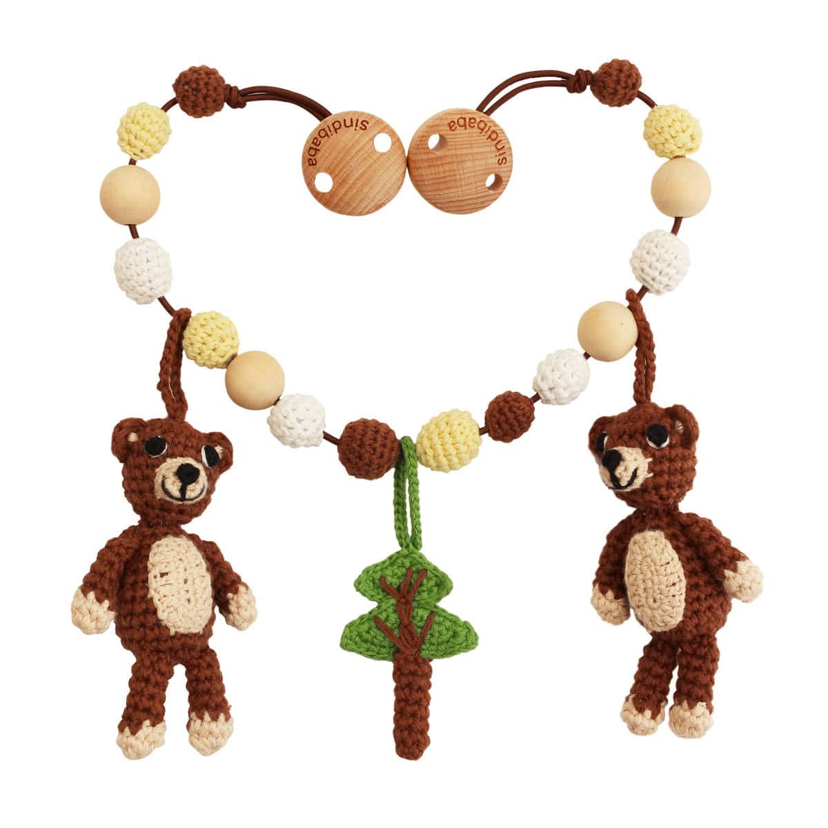 Gehäkelte Kinderwagenkette Bär BEN (Bio)