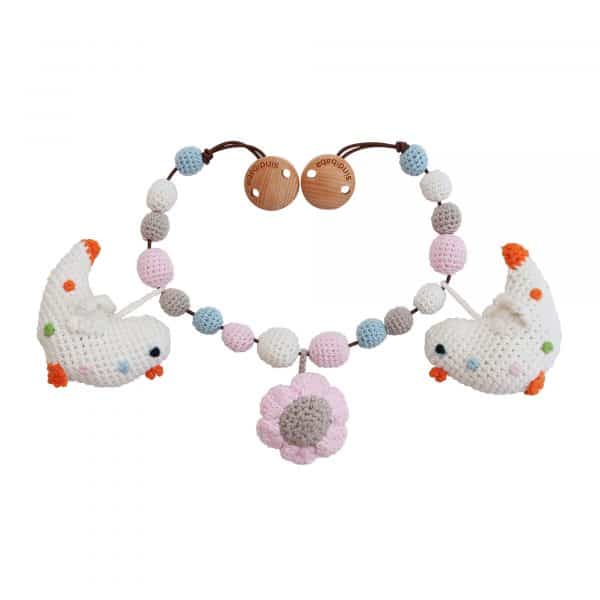 Crocheted baby carriage chain bird BETTY