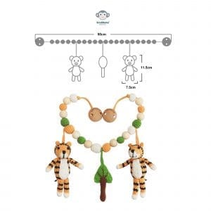 Gehäkelte Kinderwagenkette Tiger TONI - Abmessungen