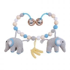 Gehäkelte Kinderwagenkette Elefant JUMBO in Blau - Rückseite