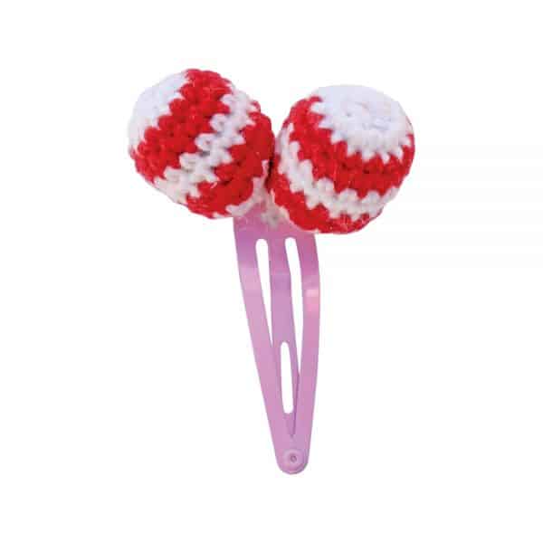 Hair clip with crochet beads (red)