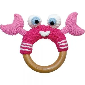 PINCER crocheted crab grasping toy in pink