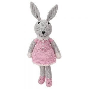 Crocheted cuddly toy rabbit BOBBY in pink