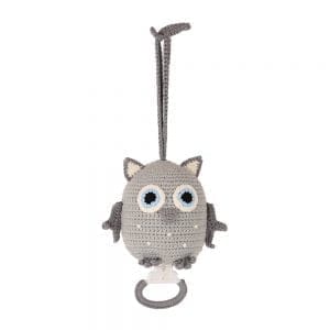 Baby-Spieluhr Eule LUNA in Grau (gehäkelt) | handmade by Sindibaba®
