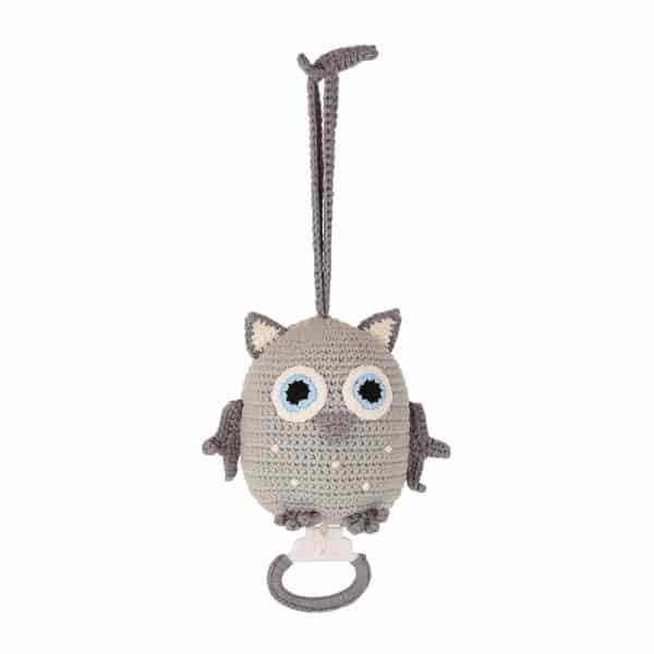 Baby-Spieluhr Eule LUNA in Grau (gehäkelt) | handmade by Sindibaba®