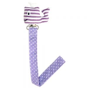 Crocheted pacifier band MOBY whale in pink