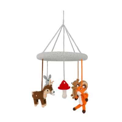 Gehäkeltes Baby-Mobile “WALDTIERE” zum Aufhängen