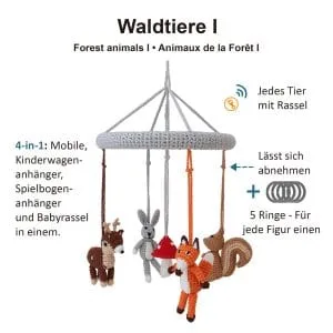 Gehäkeltes Baby-Mobile WALDTIERE 1 - Infografik
