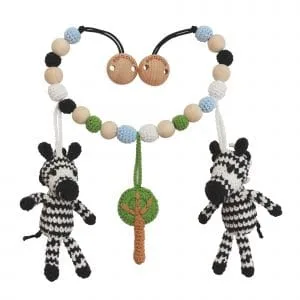 Gehäkelte Kinderwagenkette Zebra STRIPEY Bio