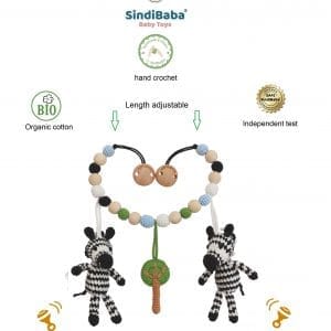 Gehäkelte Kinderwagenkette Zebra STRIPEY Bio - Infografik
