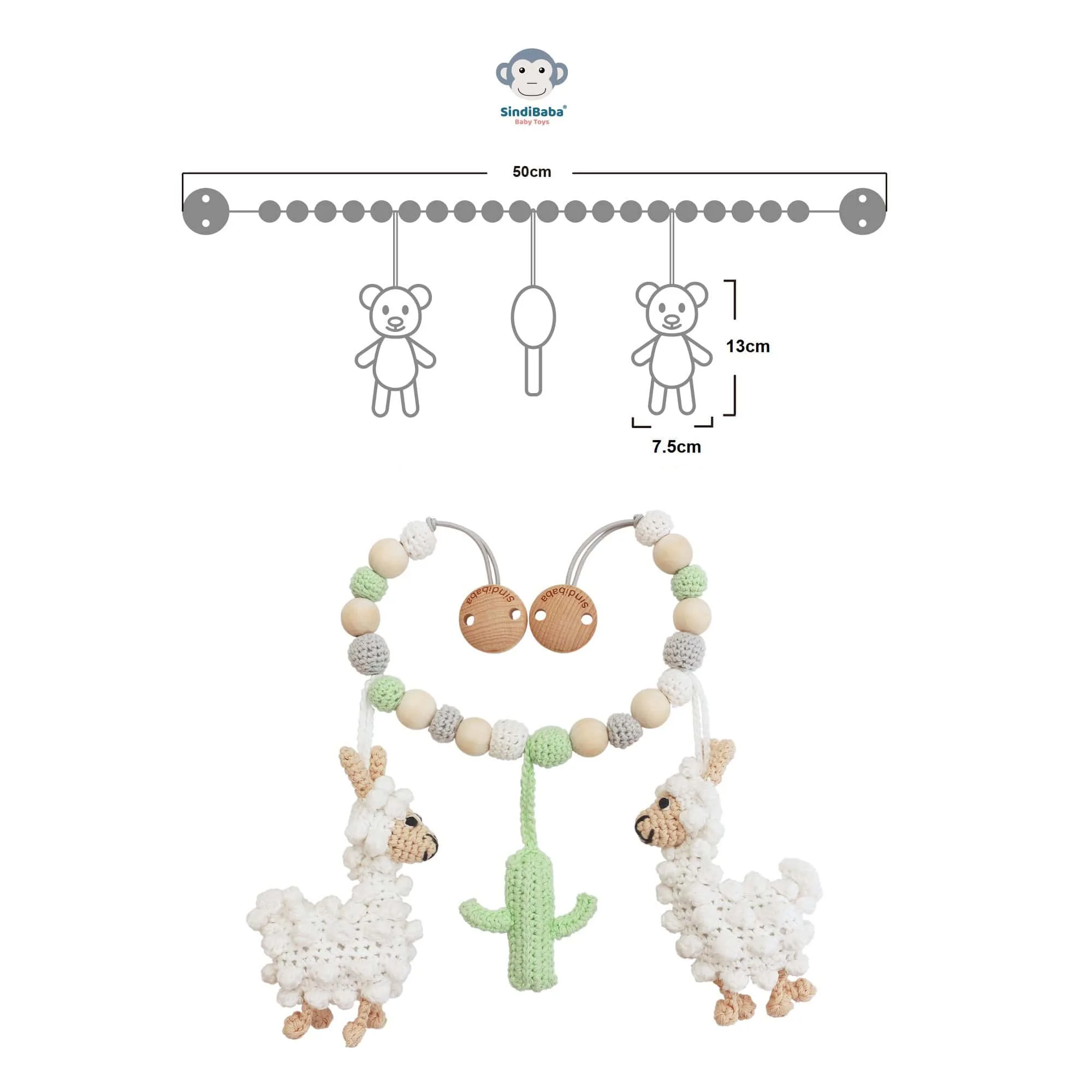 Gehäkelte Kinderwagenkette Lama LUKE (Bio) – Bild 3