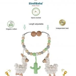 Gehäkelte Kinderwagenkette Lama LUKE Bio - Infografik