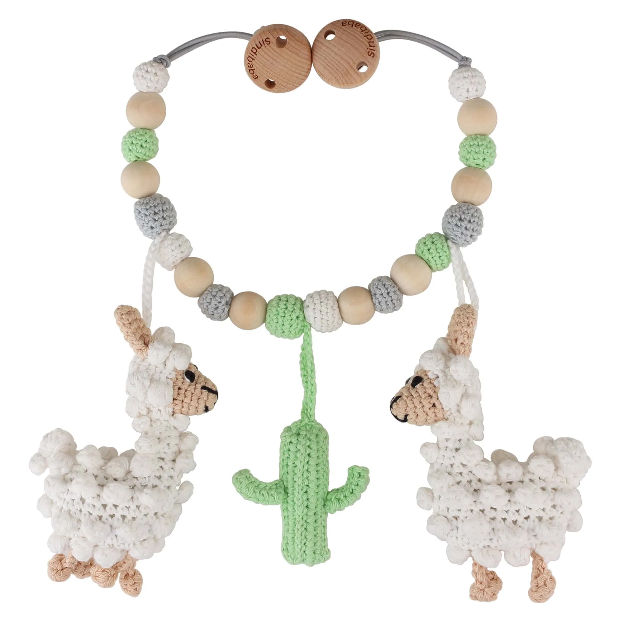 Gehäkelte Kinderwagenkette Lama LUKE Bio