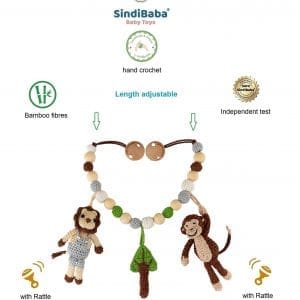 Gehäkelte Kinderwagenkette Safari 2 - Affe+Löwe - Infografik