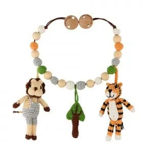 Gehäkelte Kinderwagenkette SAFARI 1 - Tiger+Löwe
