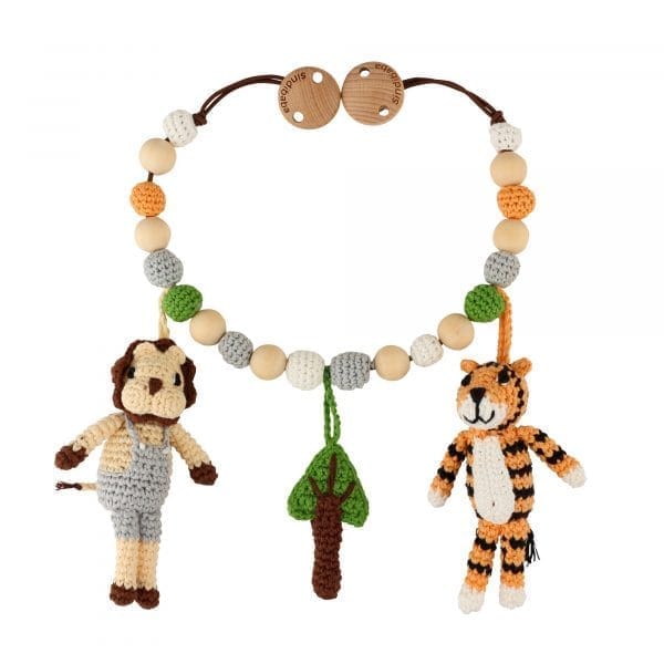 Gehäkelte Kinderwagenkette SAFARI 1 - Tiger+Löwe