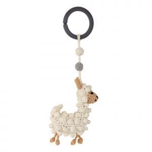 Gehäkelter Kinderwagenanhänger Lama LUKE (Bio, mit Ring)