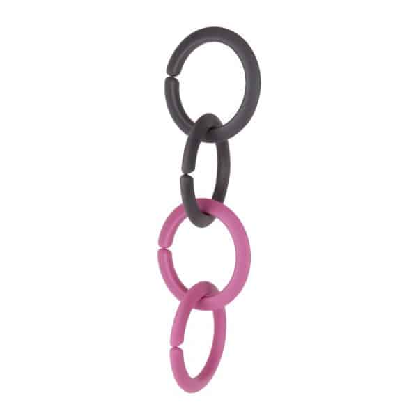 Babyspielzeug Befestigungsringe in Rosa & Grau - 1 Set à 4 Stück