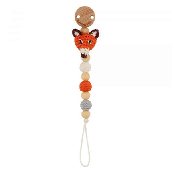Gehäkelte Schnullerkette mit Namen Fuchs FRED