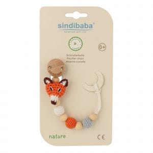 Gehäkelte Schnullerkette mit Namen Fuchs FRED - personalisiert