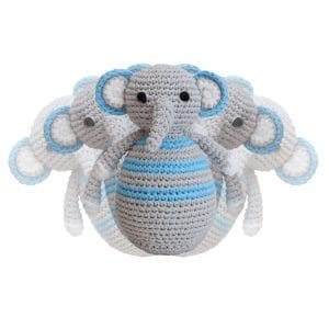 Gehäkeltes Stehaufmännchen Elefant JUMBO in Blau