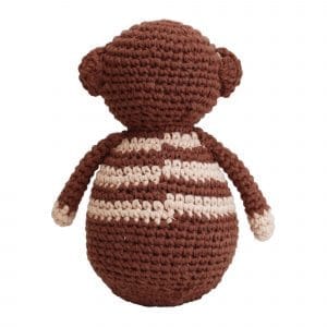 Gehäkeltes Stehaufmännchen Affe CHARLIE in Braun (Bio) - rückseitig
