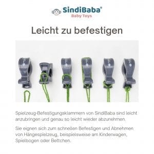 Infografik - Spielzeugklammern in Grau sind leicht zu befestigen