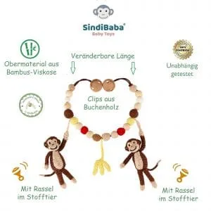 Gehäkelte Kinderwagenkette Affe CHARLIE in Braun - Anleitung