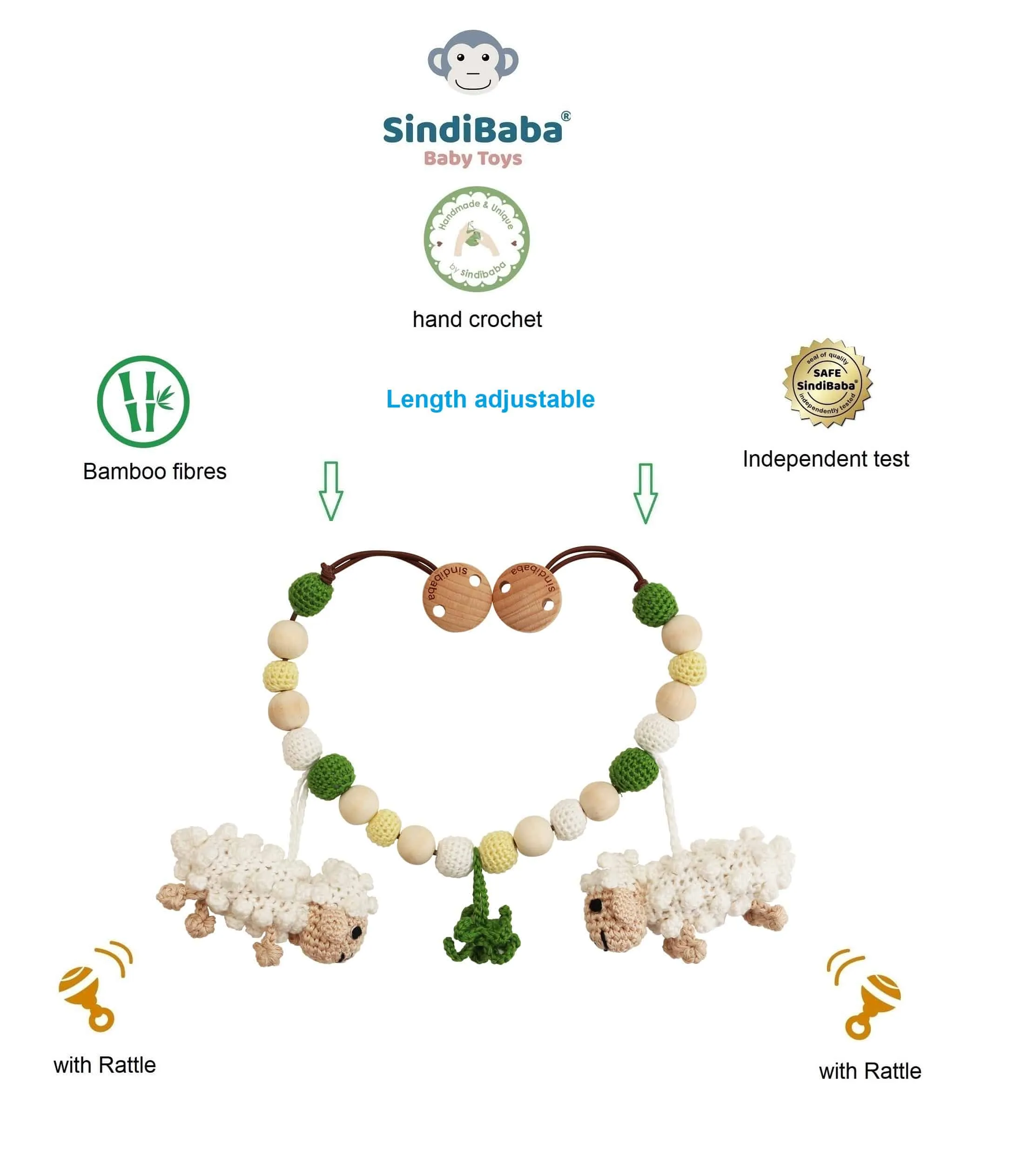 Crocheted baby carriage chain sheep DOLLY (Kopie) - Image 4