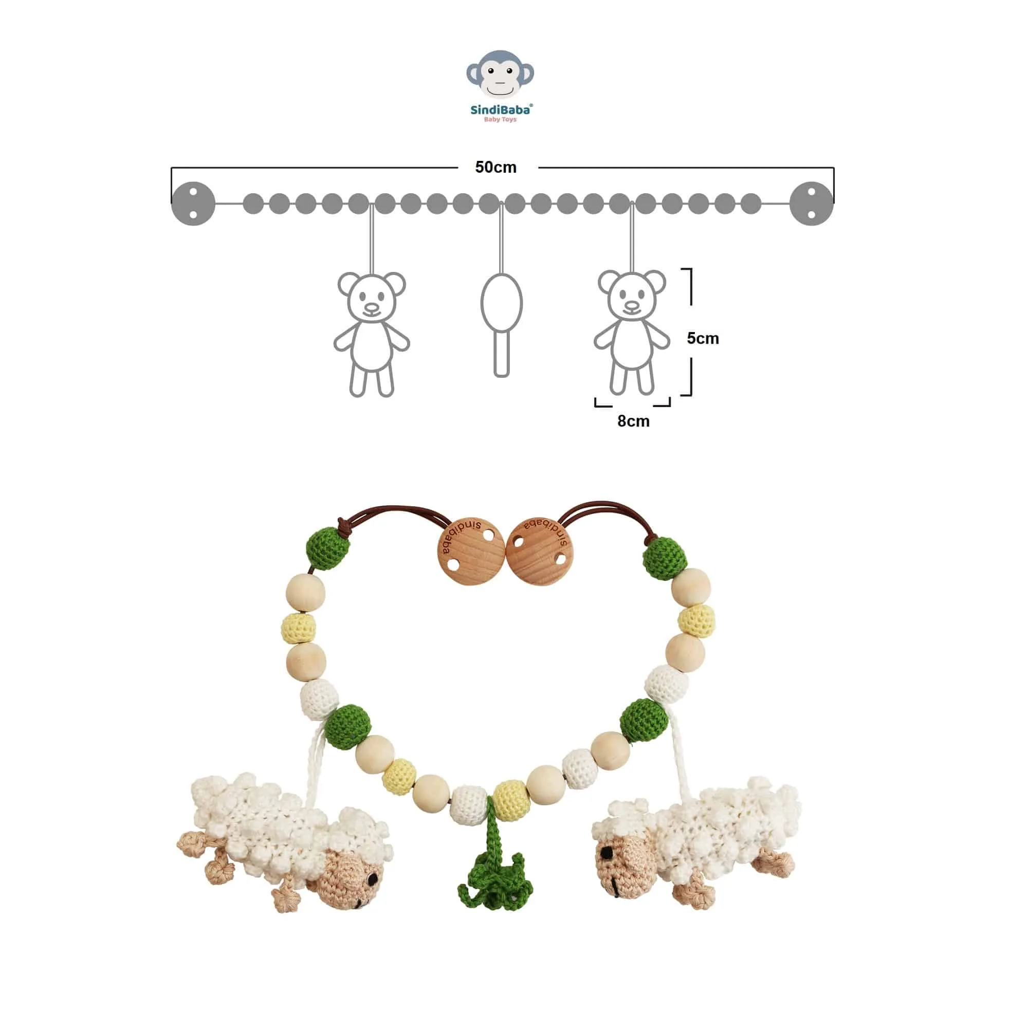 Crocheted baby carriage chain sheep DOLLY (Kopie) - Image 3