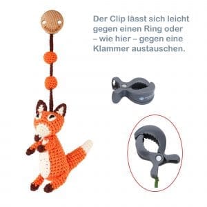 Gehäkelter Spielbogenanhänger Fuchs FRED
