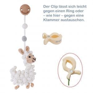 Gehäkelter Spielbogenanhänger Lama LUKE Bio