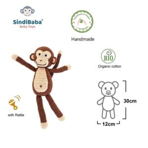 Gehäkeltes Kuscheltier Affe CHARLIE Bio - Maße