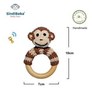 Gehäkelter Greifling Affe CHARLIE (Bio) - Abmessungen