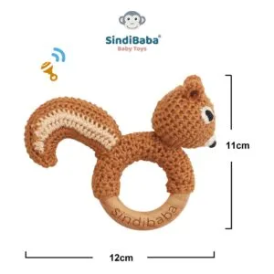 12557 - Gehäkelter Greifling Eichhörnchen NUTTY Bio - Abmessungen